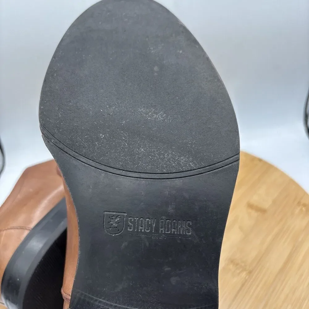 Stacy Adams Men’s 10.5 US Oxford Cap-Toe Dress Shoes Cognac Leather Lace-Up